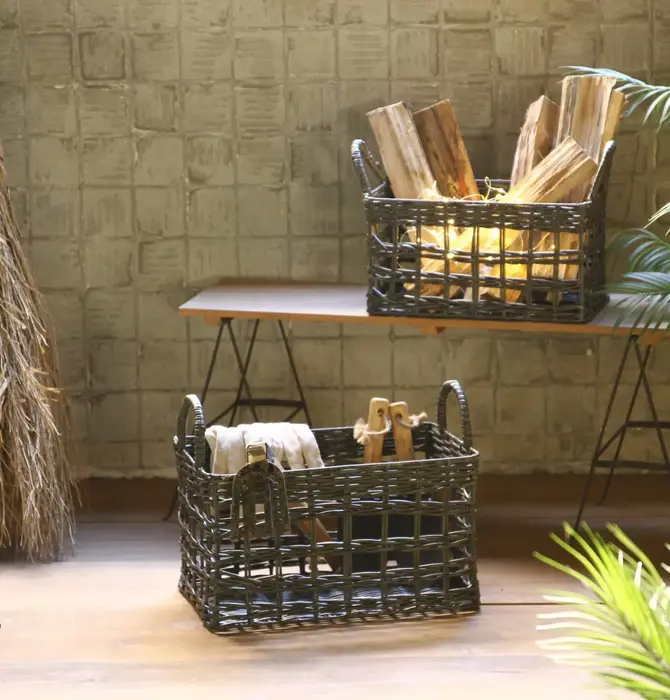 Basket | Handle Rectangular | Graphite