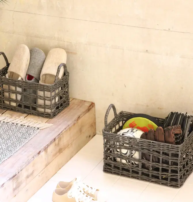Basket | Handle Rectangular | Graphite