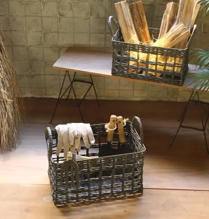 Basket | Handle Rectangular | Graphite