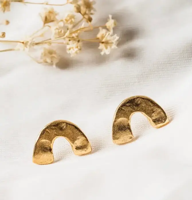 Earrings | Arc Studs | 24K Gold Plated