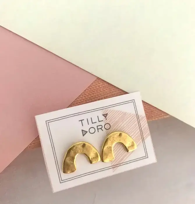 Earrings | Arc Studs | 24K Gold Plated