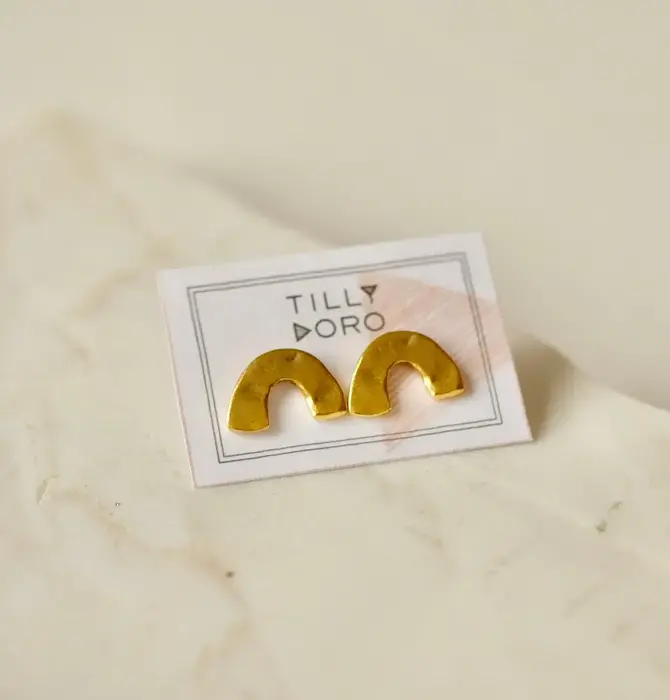 Earrings | Arc Studs | 24K Gold Plated