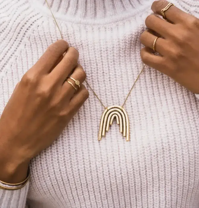 Necklace | Rainbow Pendant | Gold Plated