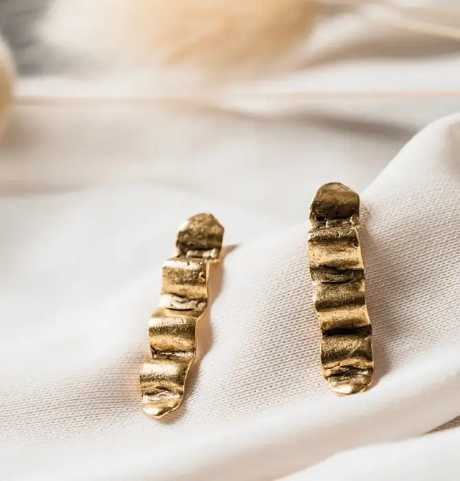 Earrings | Wave Studs | 24KGP