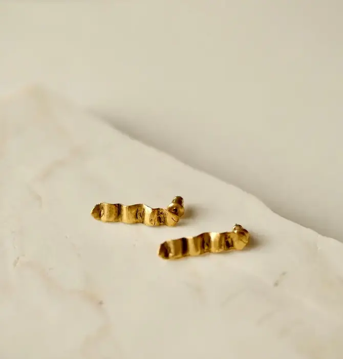 Earrings | Wave Studs | 24KGP