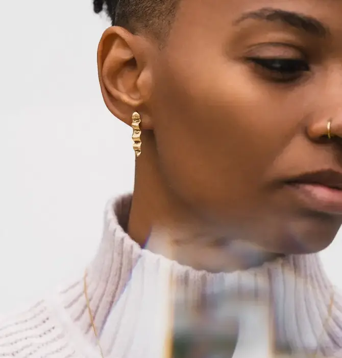 Earrings | Wave Studs | 24KGP