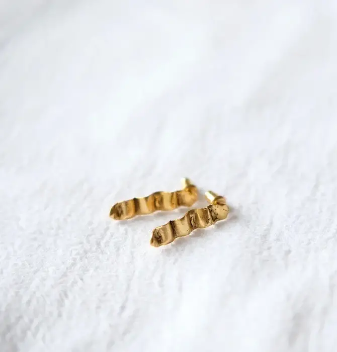 Earrings | Wave Studs | 24KGP