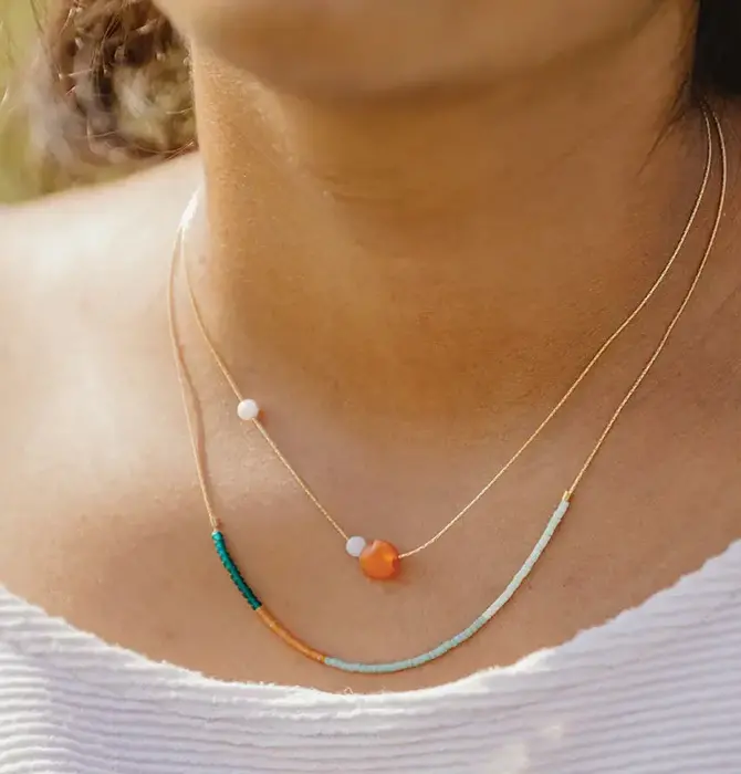 Necklace | "Septima" Dusk | 14K Gold Filled | Japanese Glass Beads