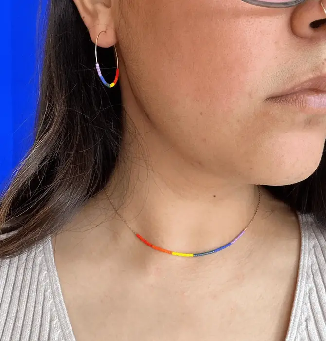 Necklace | "Septima" Rainbow | 14K Gold Filled | Japanese Glass Beads