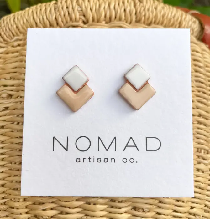 Earrings | Double Square Ceramic