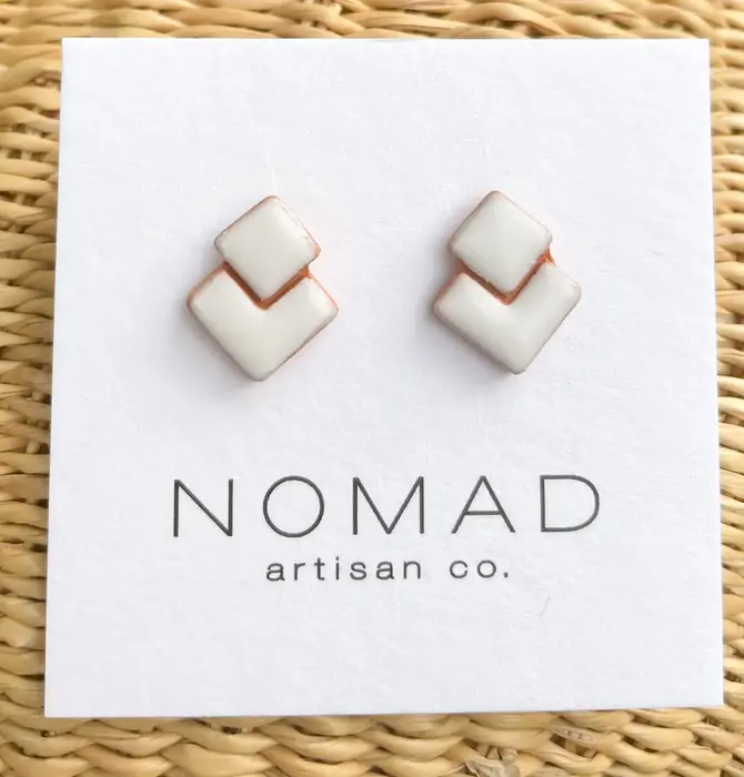 Earrings | Double Square Ceramic