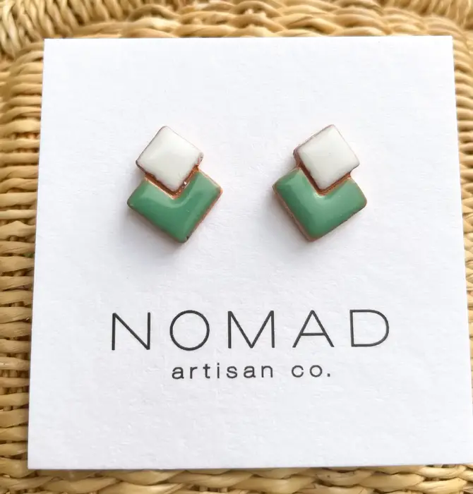 Earrings | Double Square Ceramic