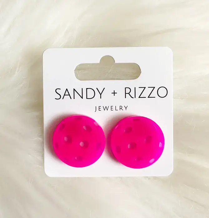 Earrings | Pickleball Stud | Hot Pink