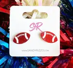 Earrings | Football Stud | Red Glitter
