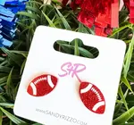 Earrings | Football Stud | Red Glitter