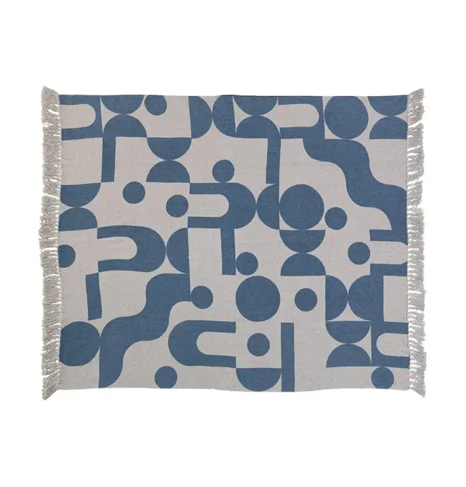 Throw Blanket | Recycled Cotton Blend | Abstract Blue