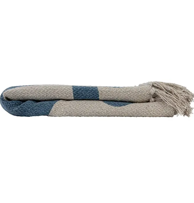 Throw Blanket | Recycled Cotton Blend | Abstract Blue