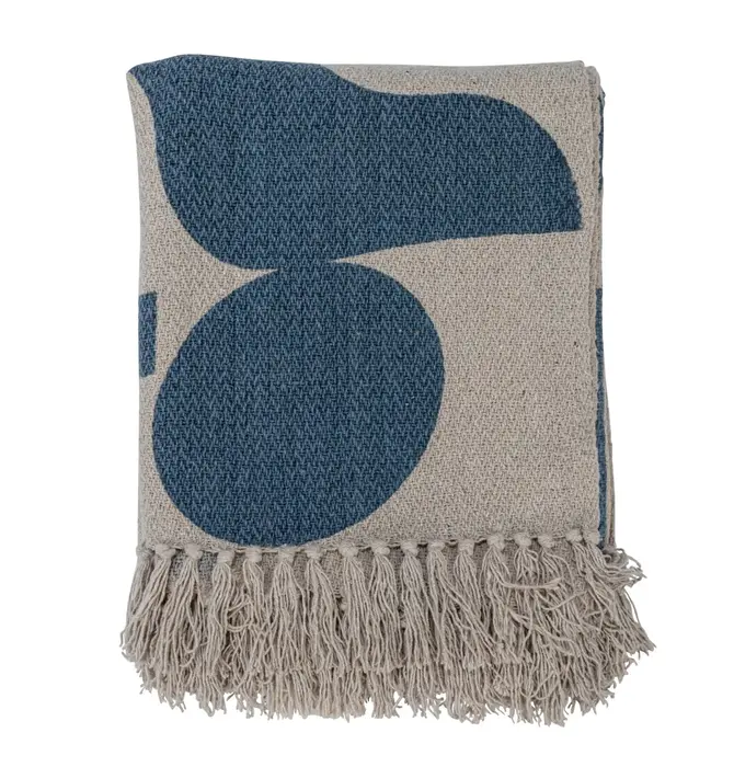 Throw Blanket | Recycled Cotton Blend | Abstract Blue