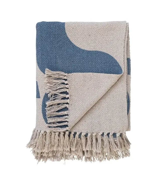 Throw Blanket | Recycled Cotton Blend | Abstract Blue