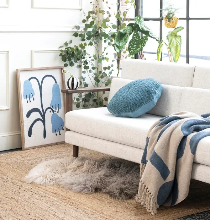 Throw Blanket | Recycled Cotton Blend | Abstract Blue