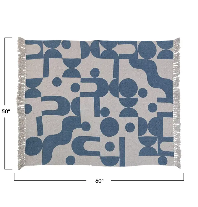 Throw Blanket | Recycled Cotton Blend | Abstract Blue