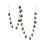 Garland | Mercury Glass Ornament | Red + Green | Gold Cord