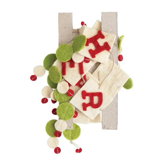 Garland | Merry Christmas | Red + White + Green Diamonds