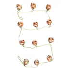 Garland | Recycled Glass Ornament | Silver + Coral | Etched Leaf | Gold Cord