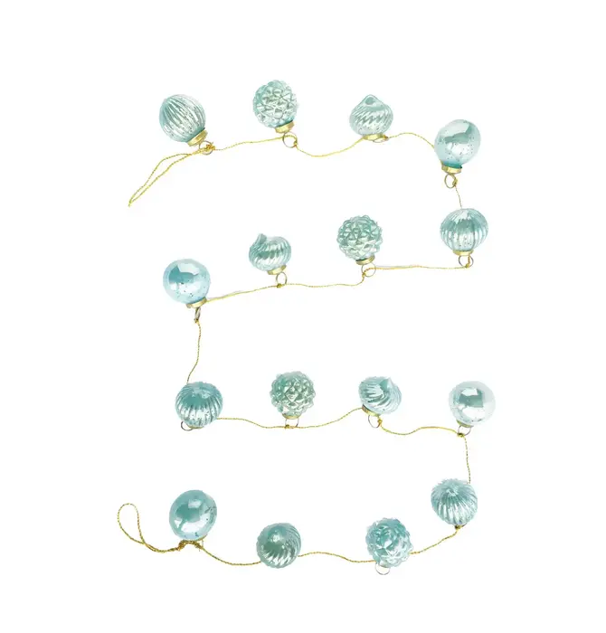 Garland | Mercury Glass Ornament | Mint | Gold Cord