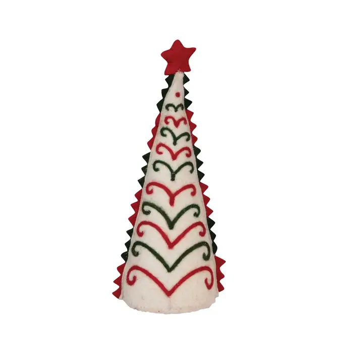 Figure | Wool Felt Tree | Red + Green + Cream | Red Star