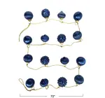 Garland | Mercury Glass Ornament | Dark Blue | Gold Cord