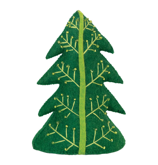 Tree | Felt Wool Embroidered | Green-on-Green