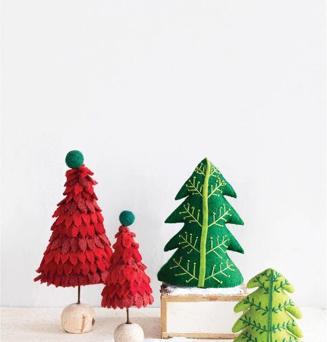 Tree | Felt Wool Embroidered | Green-on-Green
