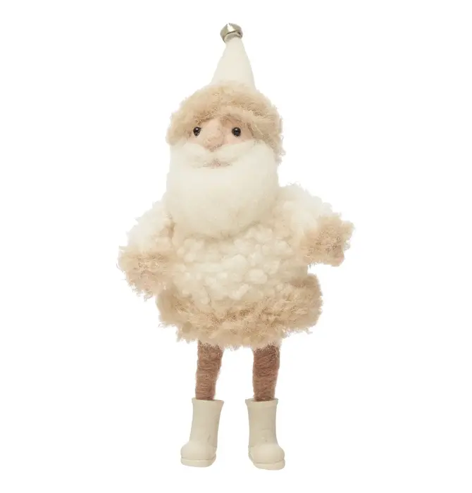 Figure | Santa 7" Felt | Cream Wool Felt | Jingle Bell Hat