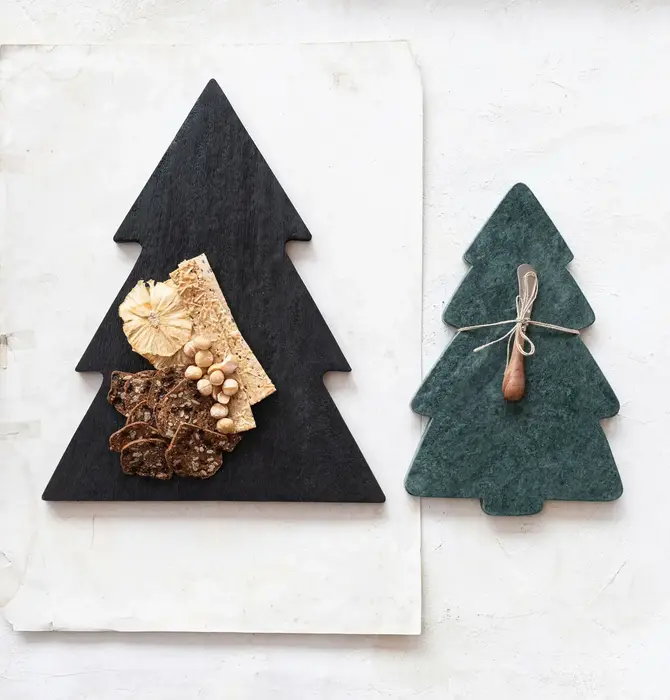 Serving + Cutting Board | Tree Shape | Mango Wood | Black