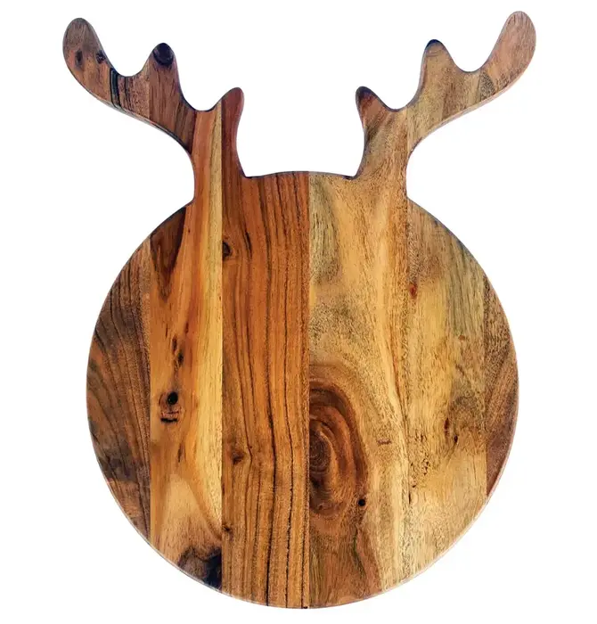 Serving + Cutting Board | Antler Shape | Acacia Wood | Natural