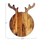 Serving + Cutting Board | Antler Shape | Acacia Wood | Natural