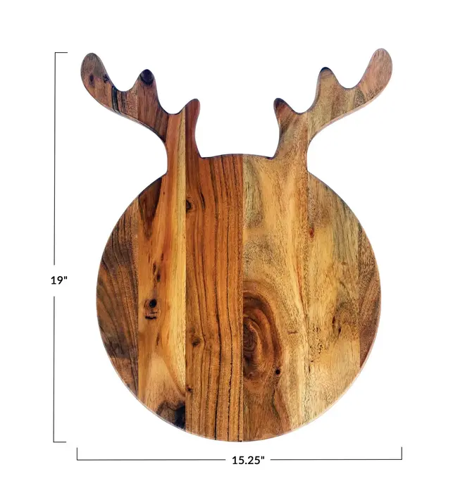 Serving + Cutting Board | Antler Shape | Acacia Wood | Natural