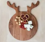 Serving + Cutting Board | Antler Shape | Acacia Wood | Natural
