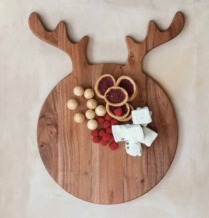 Serving + Cutting Board | Antler Shape | Acacia Wood | Natural
