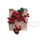 Garland | Wool Felt | "Merry Christmas" | Bubble Letters | Holly + Berries