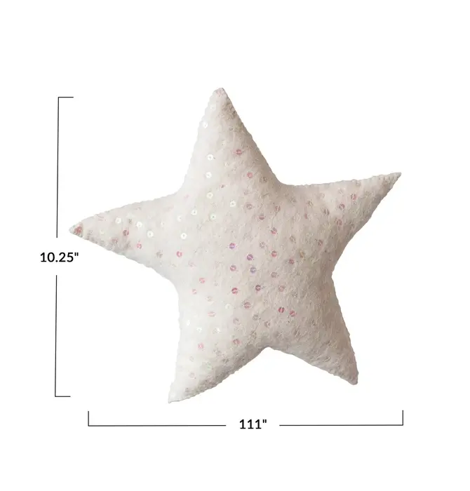 Tree Topper | Wool Felt Star | Sequins | Beige