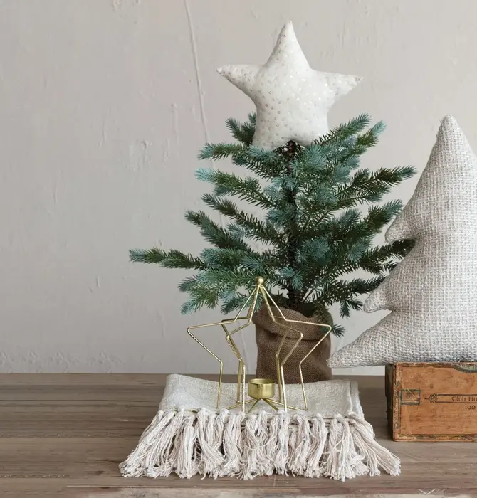 Tree Topper | Wool Felt Star | Sequins | Beige