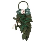 Door Hanger | Wool Felt | Leaves + Cream Flowers