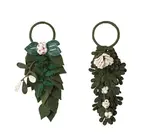 Door Hanger | Wool Felt | Leaves + Cream Flowers