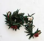 Garland | Wool Felt | Green Leaves | White + Red Flowers