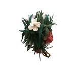 Garland | Wool Felt | Green Leaves | White + Red Flowers