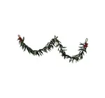 Garland | Wool Felt | Green Leaves | White + Red Flowers
