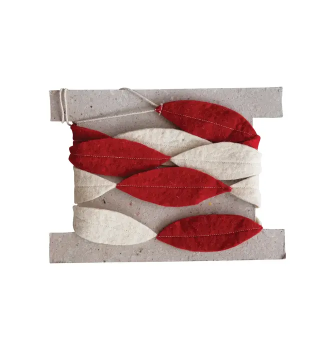 Garland | Wool Felt | Red + Cream Leaves