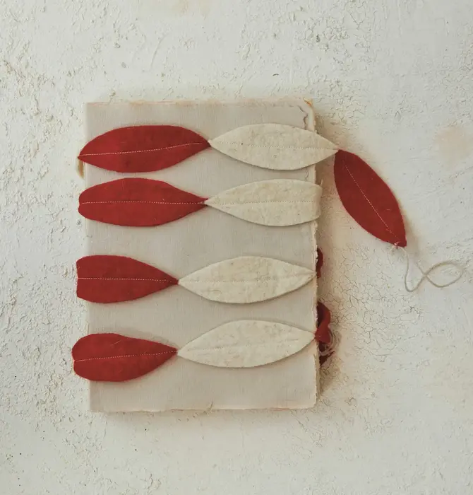 Garland | Wool Felt | Red + Cream Leaves
